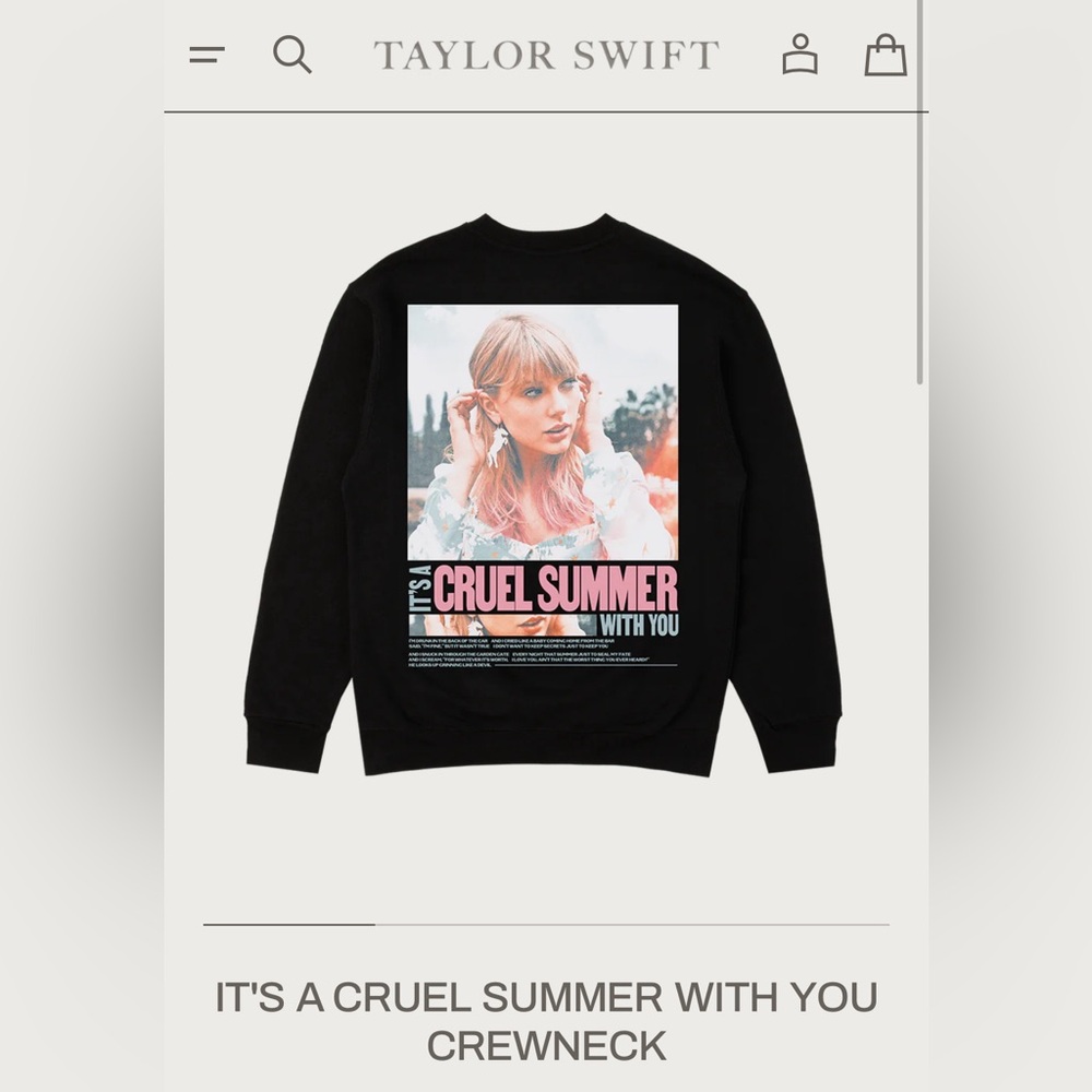 New, never worn Taylor Swift Cruel Summer black sweatshirt M